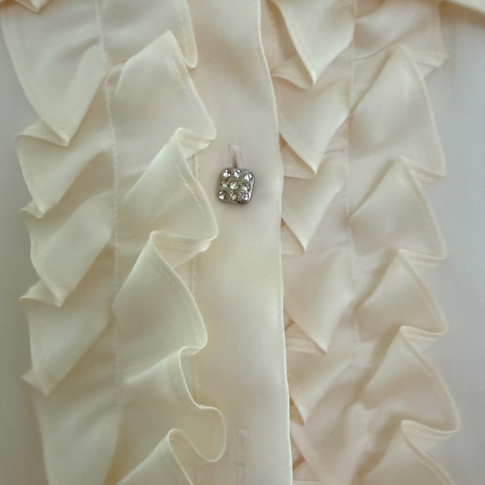 Talbots Cream Ruffled Blouse - Picture 3 of 5